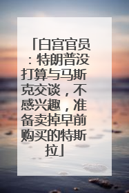 白宫官员：特朗普没打算与马斯克交谈，不感兴趣，准备卖掉早前购买的特斯拉