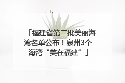 福建省第二批美丽海湾名单公布！泉州3个海湾“美在福建”