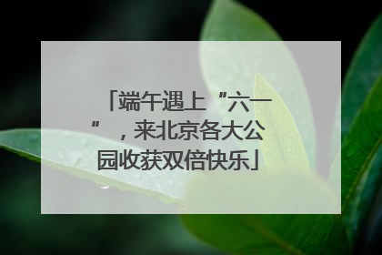 端午遇上“六一”，来北京各大公园收获双倍快乐