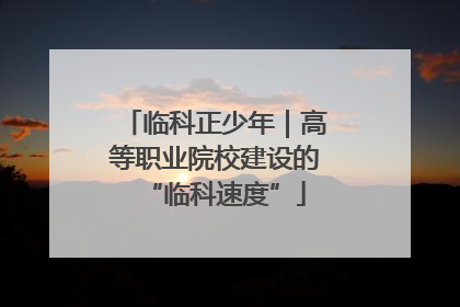 临科正少年｜高等职业院校建设的“临科速度”