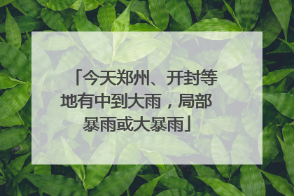 今天郑州、开封等地有中到大雨，局部暴雨或大暴雨