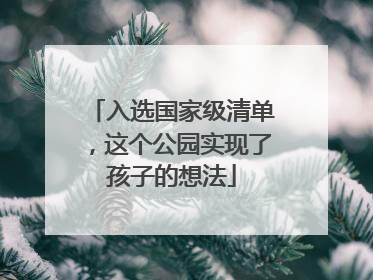 入选国家级清单，这个公园实现了孩子的想法