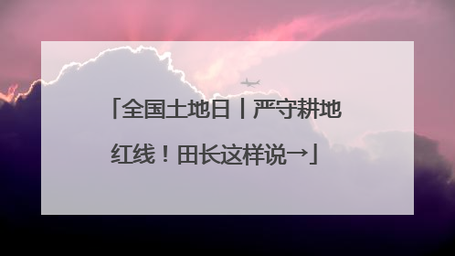 全国土地日丨严守耕地红线！田长这样说→