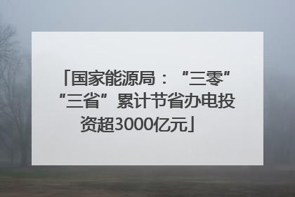 国家能源局：“三零”“三省”累计节省办电投资超3000亿元