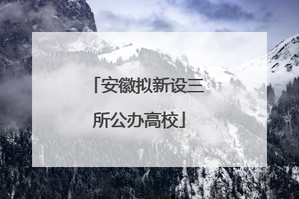 安徽拟新设三所公办高校