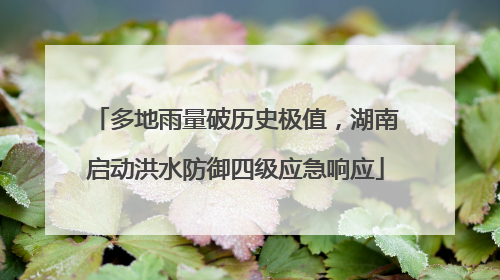 多地雨量破历史极值，湖南启动洪水防御四级应急响应