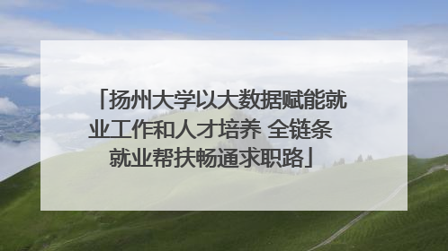 扬州大学以大数据赋能就业工作和人才培养 全链条就业帮扶畅通求职路