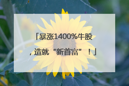 暴涨1400%牛股，造就“新首富”！