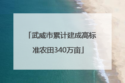 武威市累计建成高标准农田340万亩