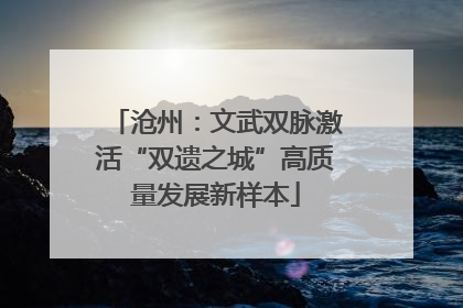 沧州：文武双脉激活“双遗之城”高质量发展新样本