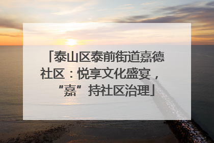 泰山区泰前街道嘉德社区：悦享文化盛宴，“嘉”持社区治理