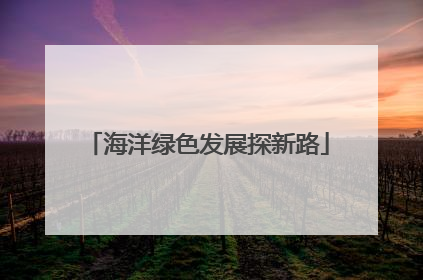 海洋绿色发展探新路