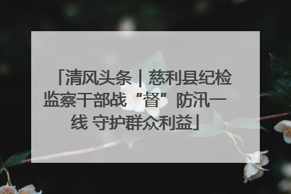 清风头条｜慈利县纪检监察干部战“督”防汛一线 守护群众利益