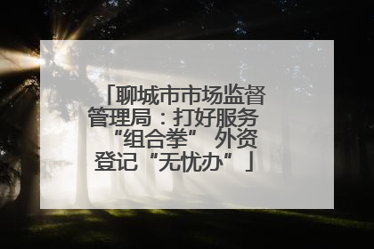 聊城市市场监督管理局：打好服务“组合拳” 外资登记“无忧办”