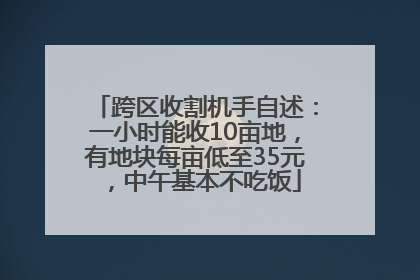 跨区收割机手自述：一小时能收10亩地，有地块每亩低至35元，中午基本不吃饭