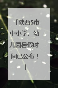 陕西5市中小学、幼儿园暑假时间已公布！