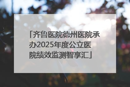 齐鲁医院德州医院承办2025年度公立医院绩效监测智享汇