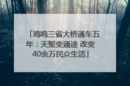 鸡鸣三省大桥通车五年：天堑变通途 改变40余万民众生活