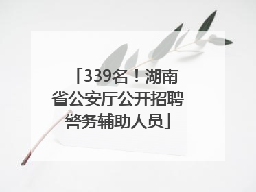 339名！湖南省公安厅公开招聘警务辅助人员